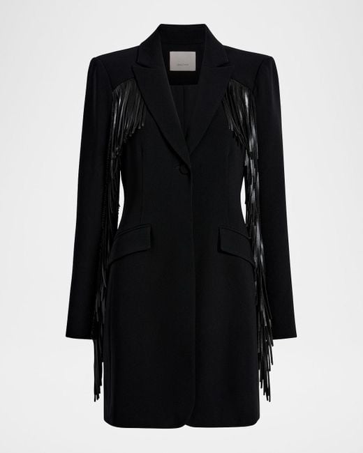Cinq À Sept Black Joelette Fringed Mini Blazer Dress