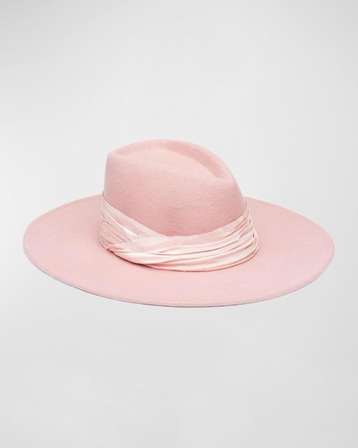 Eugenia Kim Pink Harlowe Wide-Brim Felt Fedora Hat
