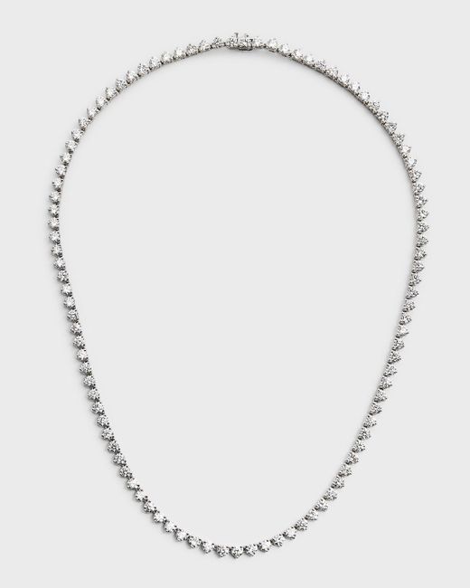 Neiman Marcus White Platinum 3-prong Round Diamond Fg/vs Straight Necklace, 17"l