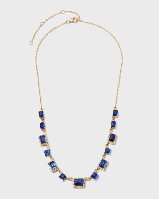Siena Jewelry Blue Rectangle Kyanite And Diamond Charm Necklace