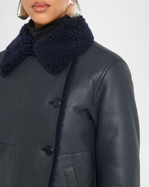Akris Blue Arno Lamb Shearling Jacket