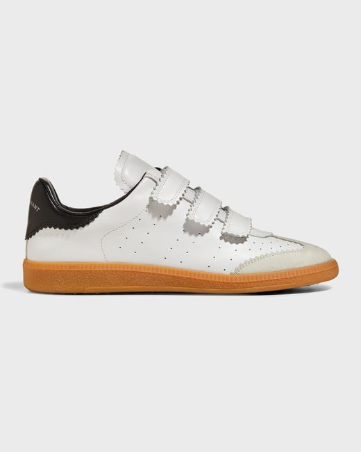 Isabel Marant White Beth Perforated Leather Grip-strap Sneakers