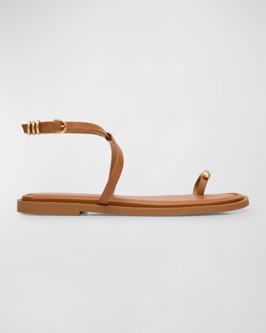 Rag & Bone Brown Geo Leather Toe-Ring Flat Sandals