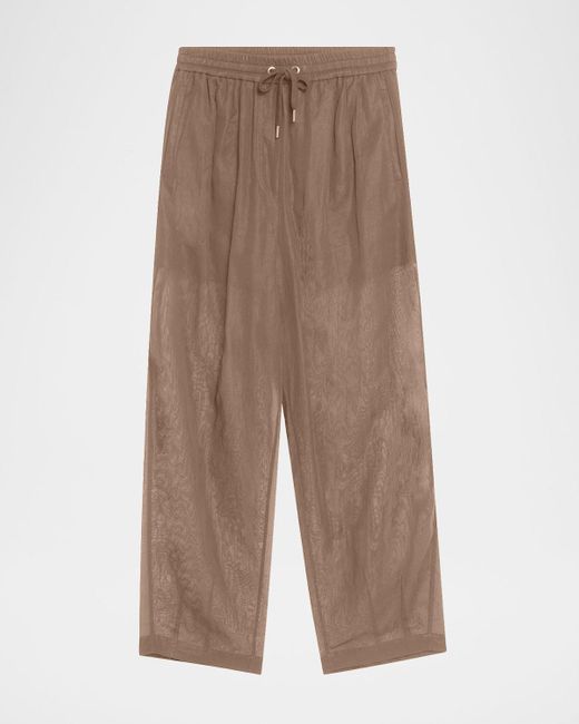 Brunello Cucinelli Brown Drawstring Cotton Gauze Track Pants