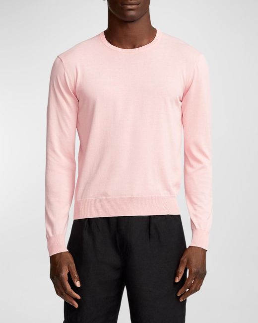 Ralph Lauren Purple Label Pink Fine-Gauge Cotton Sweater for men