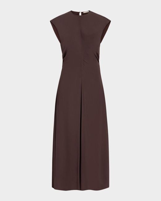Marie Oliver Brown Zuri Cap-Sleeve Viscose Maxi Dress