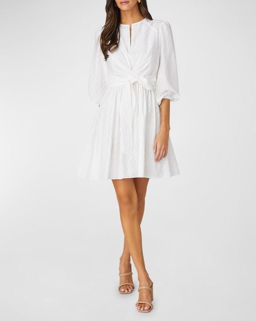 Shoshanna White Maia Balloon-Sleeve Mini Dress