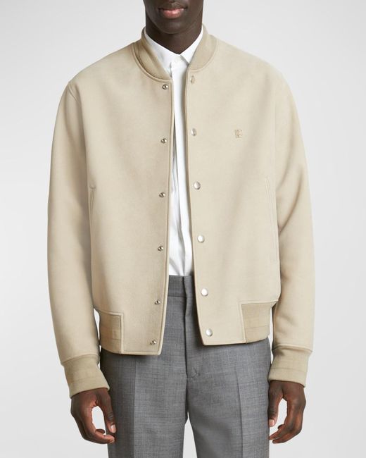 Givenchy Natural Tonal Leather Varsity Jacket for men
