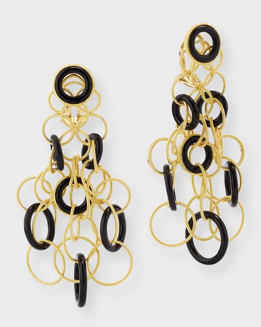 Buccellati Metallic Hawaii Onyx Circle Earrings In 18k Gold