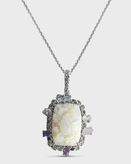 Stephen Dweck Mother-of-pearl, Amethyst, Iolite And White Topaz Pendant Necklace