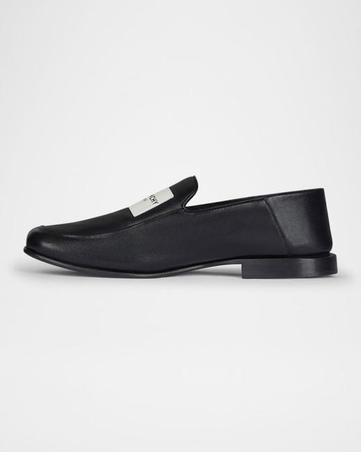 Givenchy Black Logo Label Leather Loafers