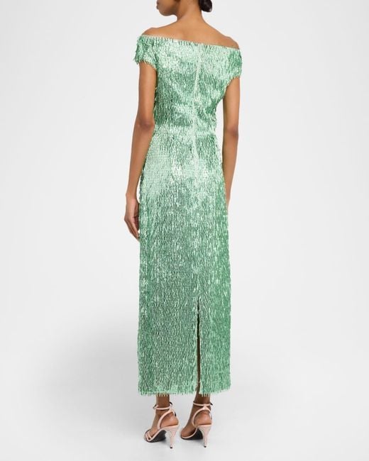 erdem green lace dress Erdem Embellished Off-the-shoulder Mini Dress main image 0