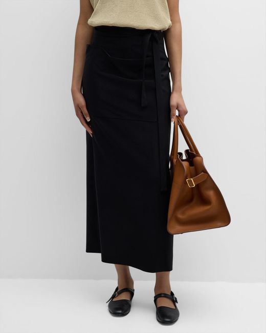 The Row Black Millie Large Pocket Maxi Wrap Skirt