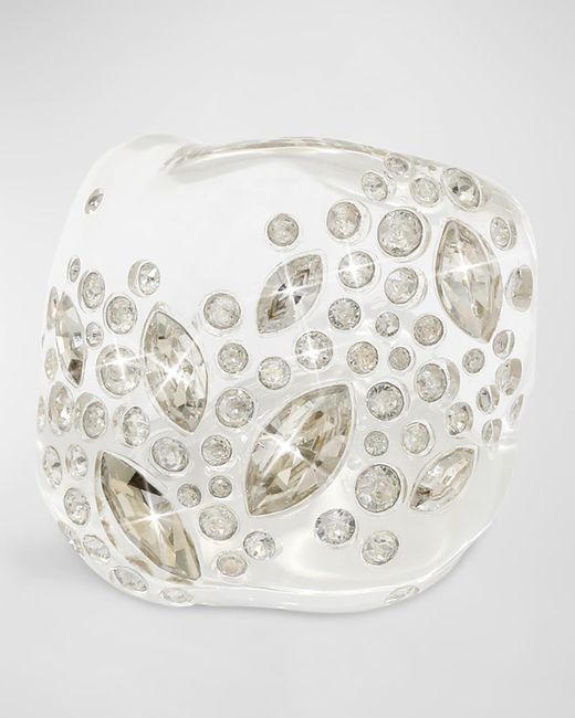 Alexis White Confetti Crystal Lucite Puffy Ring