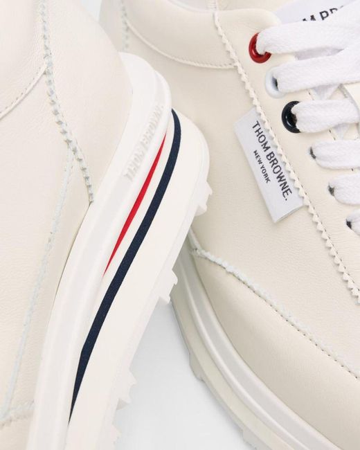 Thom Browne White Soft Tech Leather Runner Sneakers