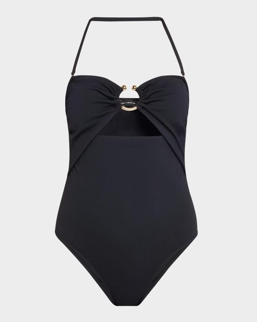 Lenny Niemeyer Blue Ring Detail Bandeau One-Piece Swimsuit