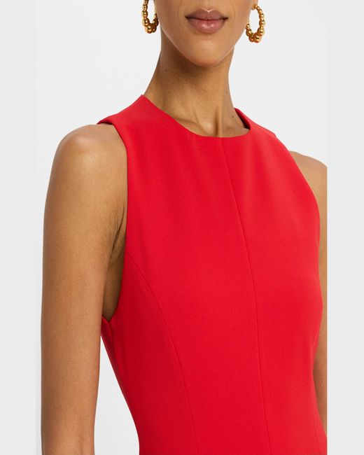 Alice + Olivia Red Isabelle Crewneck Sleeveless Seamed Flare Mini Dress