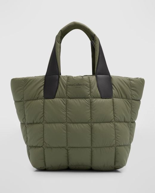 VEE COLLECTIVE Green Porter Small Water-Resistant Quilted Tote Bag