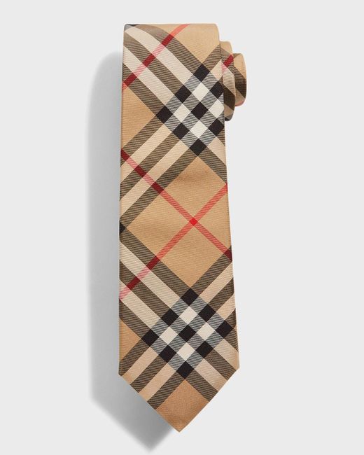 Burberry White Manston Check Silk Tie for men