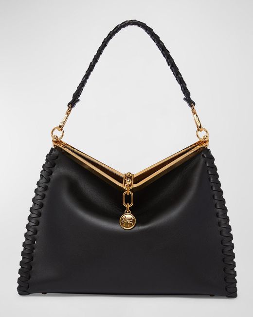 Etro Black Vela Leather Shoulder Bag