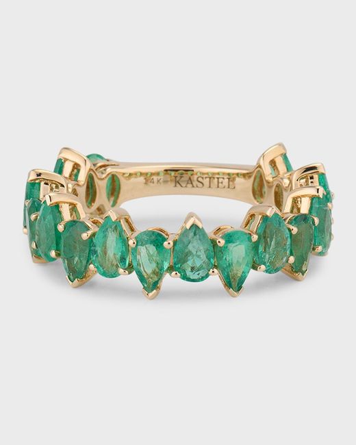 Kastel Jewelry Green 14k Yellow Gold Emerald Ring, Size 7