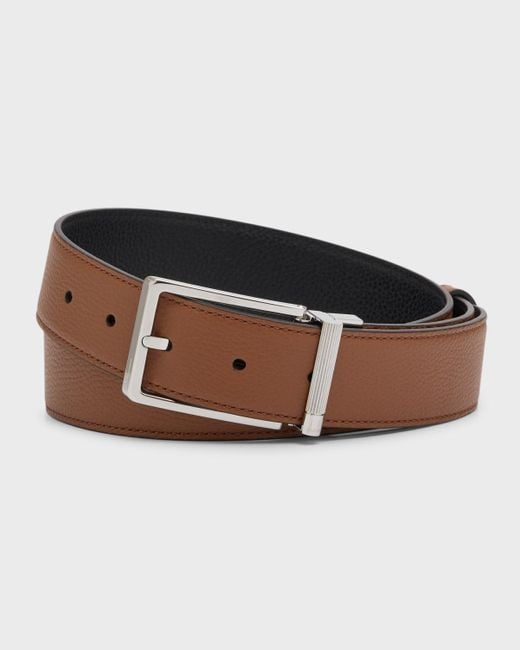 Dunhill Brown Cadogan Reversible Leather Roller-Buckle Belt for men