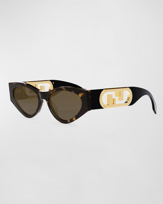 Fendi Brown Ff Cutout Oval Acetate Sunglasses