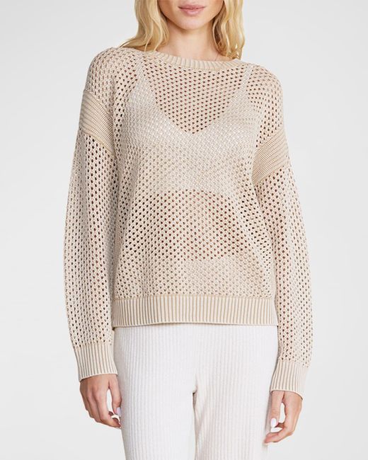 Barefoot Dreams Natural Sunbleached Open-Stitch Cotton Pullover