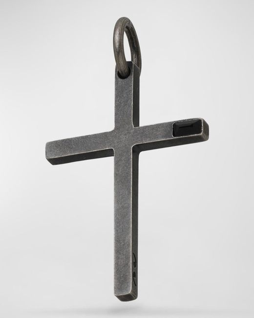 MARCO DAL MASO White Cross Pendant With Onyx for men