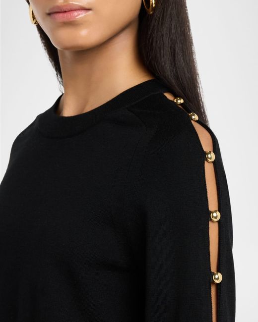 Jonathan Simkhai Black Declan Buttoned Merino Wool Sweater