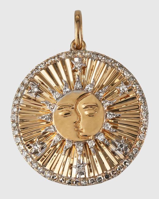 Kastel Jewelry Metallic Textured Celestial Diamond Kiss Pendant