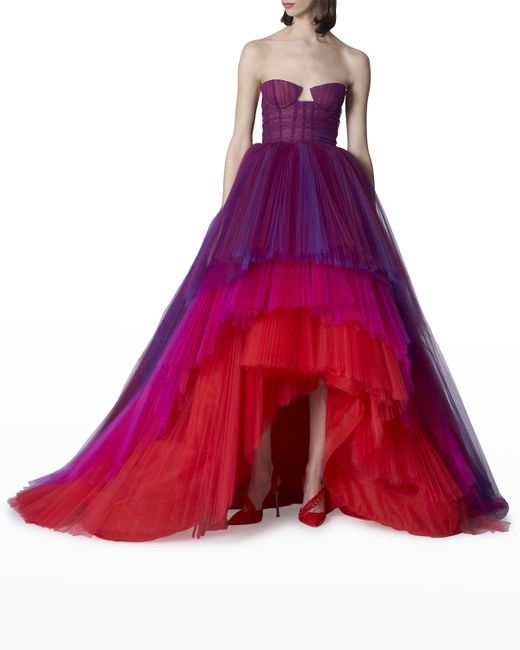 Carolina Herrera Strapless Bustier Tiered Gown