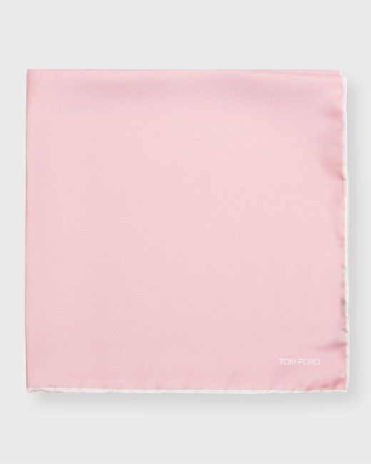 Tom Ford Pink Micro-logo Silk Pocket Square for men