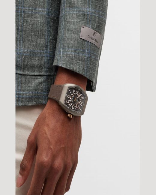 Franck Muller Multicolor Titanium Vanguard Watch With Leather Strap for men