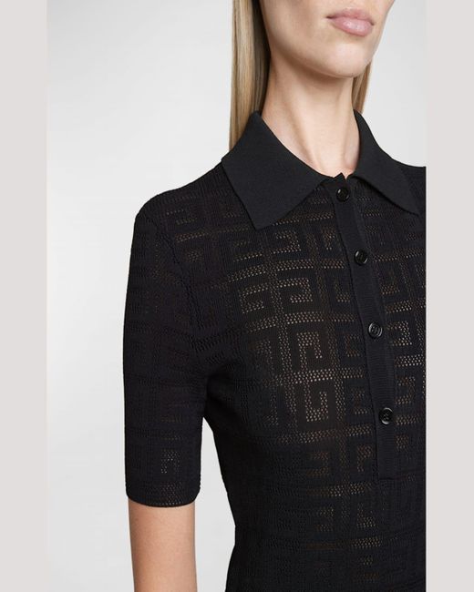 Givenchy Black 4G Knit Short-Sleeve Midi Polo Dress With Voyou Belt