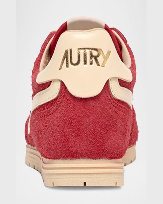 Autry Red Windspin Retro Suede Low-Top Sneakers