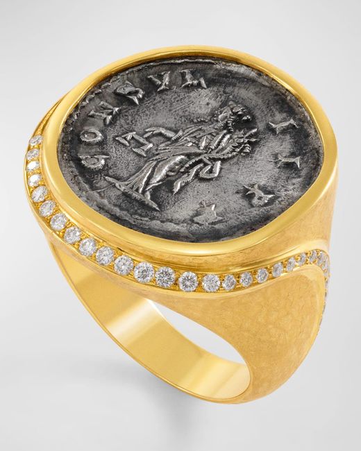 Jorge Adeler Metallic 18K Aequitas Coin And Diamond Ring for men