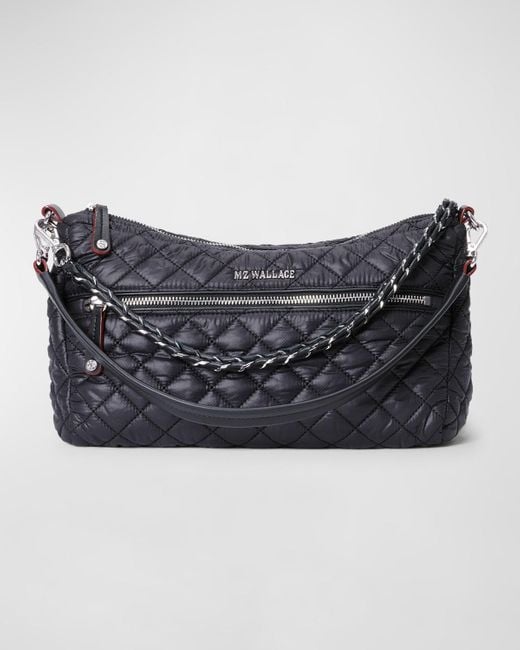 MZ Wallace Blue Crosby Convertible Quilted Shoulder Bag