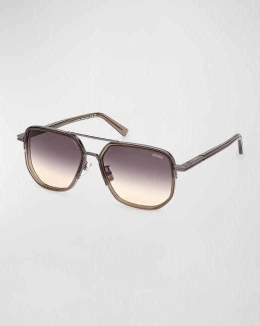 Zegna Multicolor Metal Square Sunglasses for men