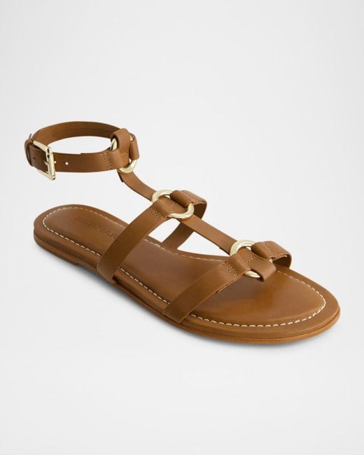 Bernardo Metallic Hera Leather Flat Gladiator Sandals