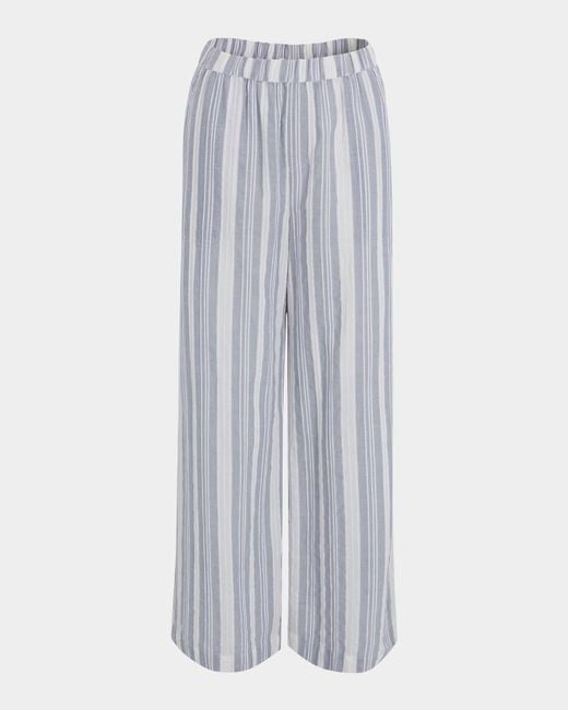 Splendid White Raegan Striped Linen-Blend Pants