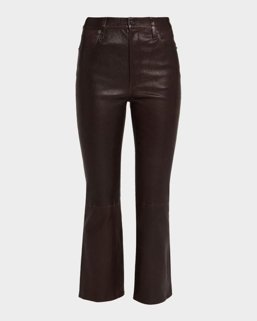 FRAME Brown The Leather Reboot Crop Jeans