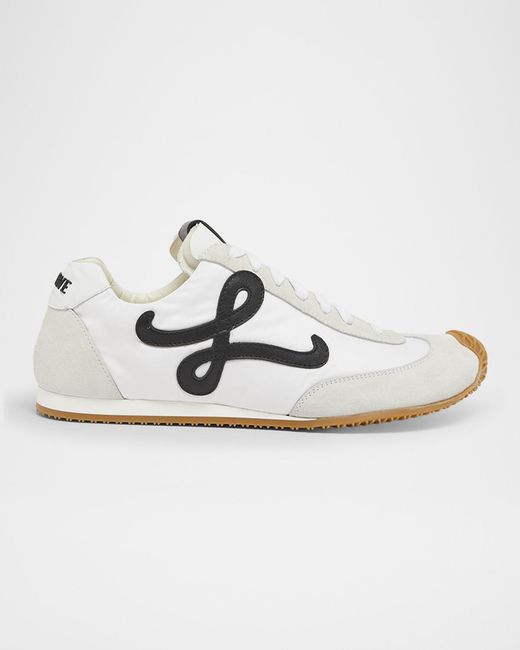 Loewe White Flow Runner Suede And Leather Sneakers