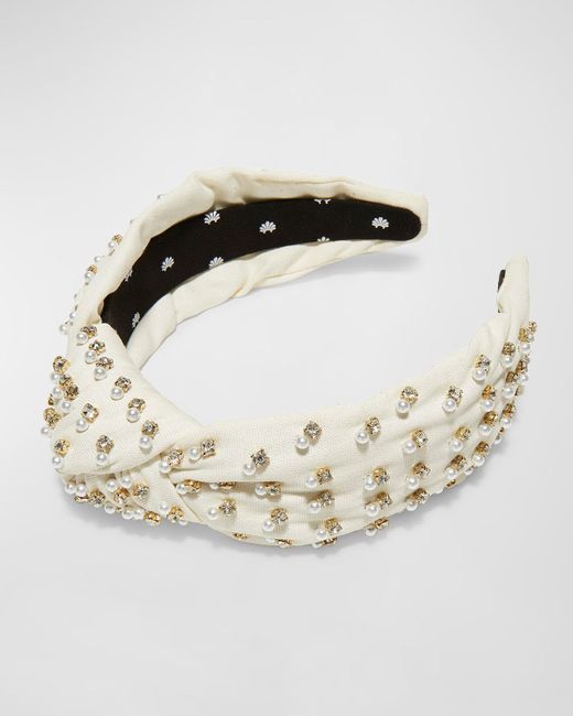 Lele Sadoughi Multicolor Pearly Embellished Knotted Headband