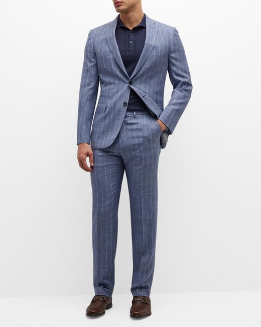 Brioni Chalk Stripe Wool Suit in Blue for Men | Lyst
