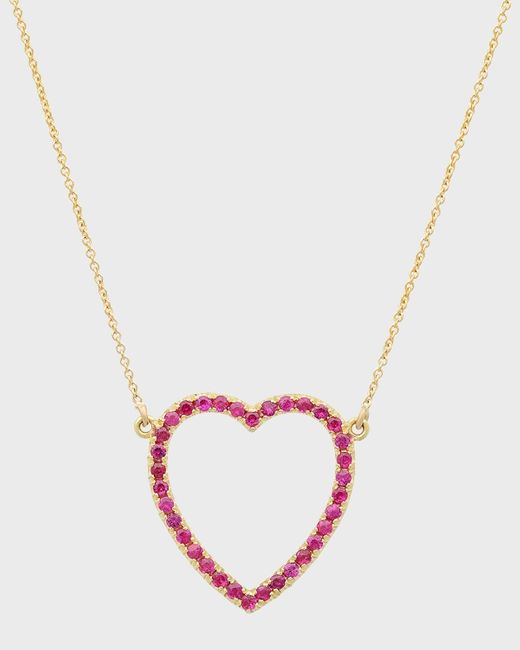 Jennifer Meyer Pink Yellow Gold Ruby Open Heart Necklace