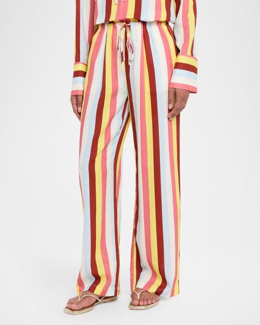 Solid & Striped Red The Ashling Striped Linen Pants