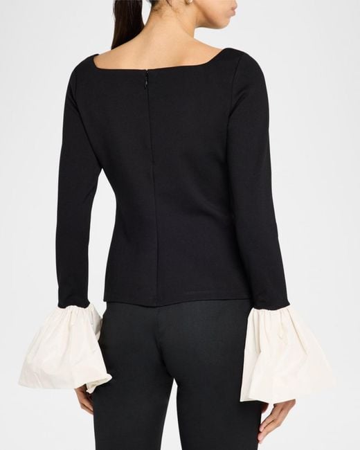 Staud Black Paige Voluminous Cuff Top