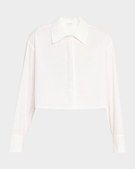 A.L.C. White Maude Cropped Button-Front Top