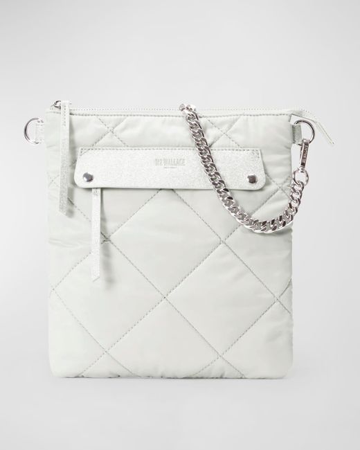 MZ Wallace Gray Madison Quilted Flat Crossbody Bag